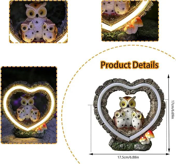 Solar Owl Garden Statue, Outdoor Waterproof Handmade Resin Statue,Garden Sculpture with Solar LED Lights, Warm Owl Statue Decoration, Suitable for Roads, Yards, lawns (Warm Owl Family) by GreenHaven Gardens