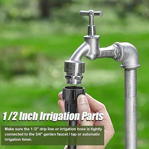 2 Sets Drip Irrigation Pressure Regulator 25PSI & Faucet Adapter Kit, 3/4" Hose Thread Water Pressure Regulator 1/2" Drip Irrigation Tubing Adapter for Drip Irrigation System by GreenHaven Gardens