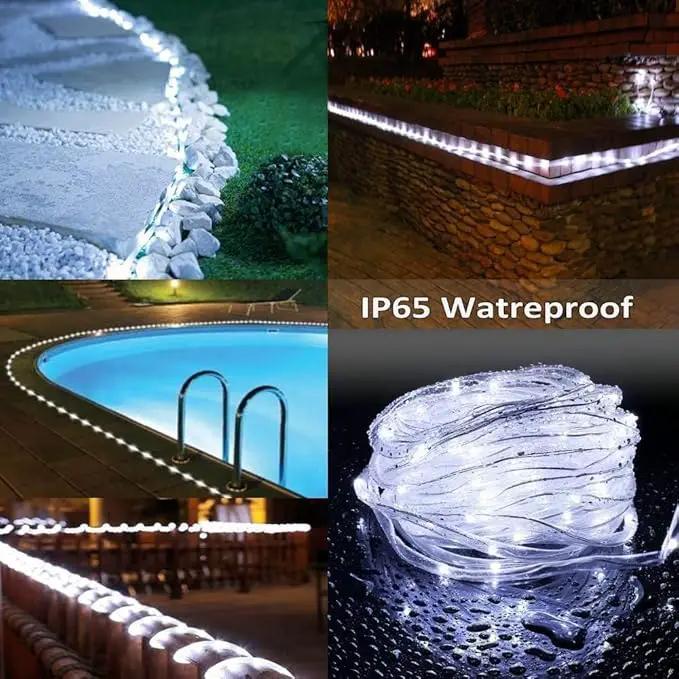 300 LED Solar Rope Lights Outdoor 99 FT Bright Solar Garden String Lights Durable 8 Modes Outdoor Fairy Lights Waterproof Solar Garden Decorative Lights for Fence Patio Decor (White) by GreenHaven Gardens