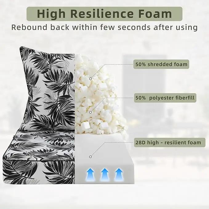 Favoyard Outdoor Seat Cushion 24 x 24 x 4 in Waterproof Pattern Fade Resistant Cover Removable Patio Furniture Cushions Deep Seat & Back Cushion Set with Adjustable Straps for Patio Chair Sofa Couch by GreenHaven Gardens