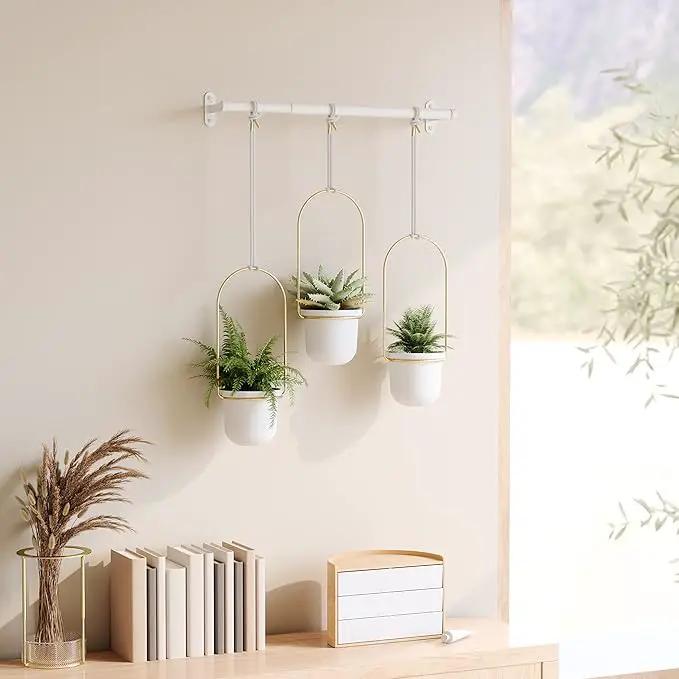 Umbra Triflora Hanging Planter for Window, Indoor Herb Garden, Set of 3, White/Brass by GreenHaven Gardens