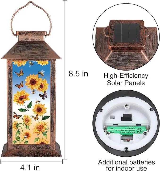Solar Lantern Outdoor Waterproof Sunflower Butterfly Garden Decor Birthday Gifts for Women Mom and Grandma Solar LED Plastic Decorative Hanging Light for Yard(Sunflower Butterfly) by GreenHaven Gardens