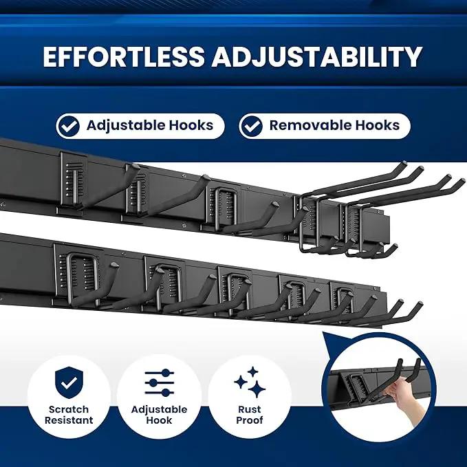64'' All-Metal Garage Tool Organizer Wall Mount – Heavy-Duty Tool Rack Holds 680 lbs, Adjustable Hooks for Garage, Yard, and Garden Equipment by GreenHaven Gardens