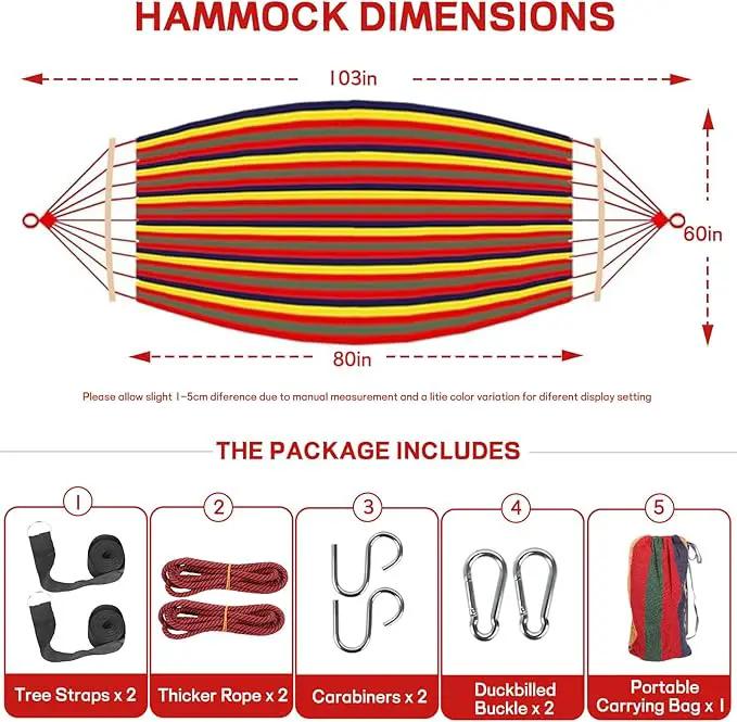 Durable Hammocks 660 Lbs Capacity, Camping Essentials Hiking Gear Accessories Max 2 X Tree Straps & Carabiners & Duckbilled Buckle & Thicker Rope & Portable Carrying Bag Included (red) by GreenHaven Gardens