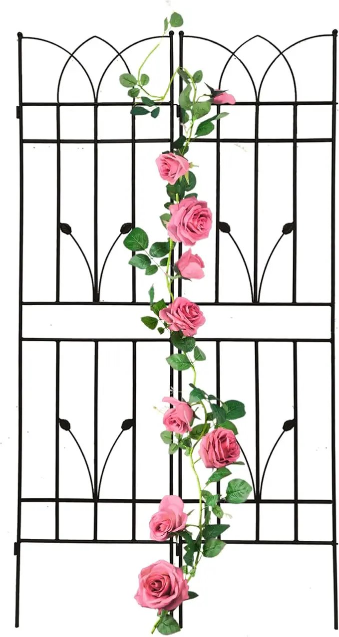 2 Pack Metal Garden Trellis 71" Black Fence Rustproof Garden Trellis for Climbing Plants Support Roses Flower Outdoor Lawn, Black by GreenHaven Gardens