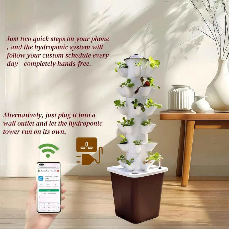 Hydroponics Growing System kit, Vertical hydroponic Garden ，Outdoor Indoor hydroponics Growing System，Lettuce Grow Tower,Pump System, Auto Timer, 30 Pods,Gardening Gift by GreenHaven Gardens