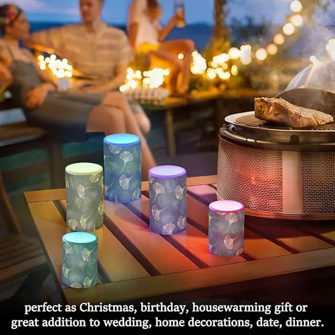 Flickering Flameless Candles, Golden Ginkgo Leaf LED Candles with Remote Timer, Set of 2 Battery Operated Candle for Valentine Wedding Birthday by GreenHaven Gardens