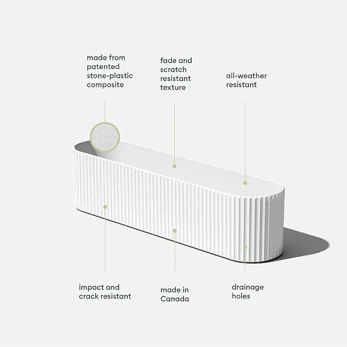 Veradek Demi Series Window Box Planter - Long Planter Box for Windowsill/Balcony | Durable Plastic-Stone Composite Material | Modern Décor for Flowers/Herbs by GreenHaven Gardens
