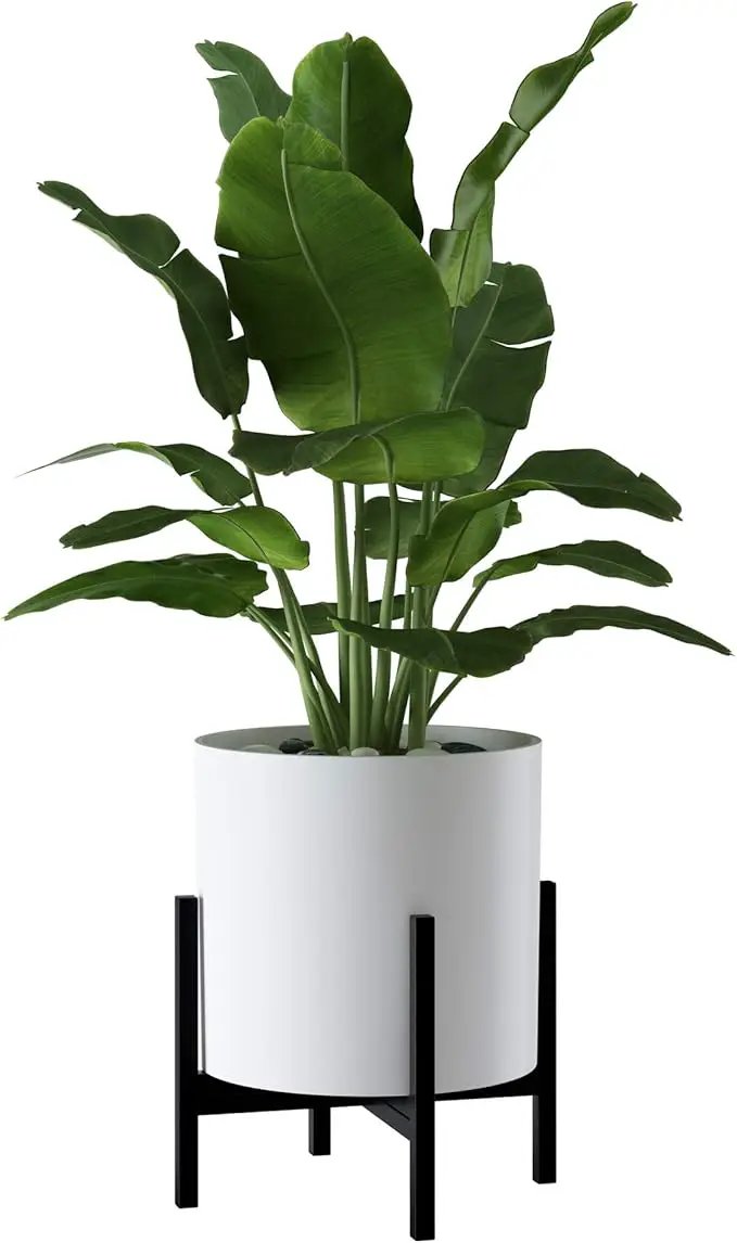 FaithLand Mid Century Plant Stand Indoor Outdoor(Plant Pot Not Included), Hold Up to 14 Inch Planter, Metal Planter Stand, Potted Plant Holder, Black - Fits Snake Plant - Upgraded Design by GreenHaven Gardens