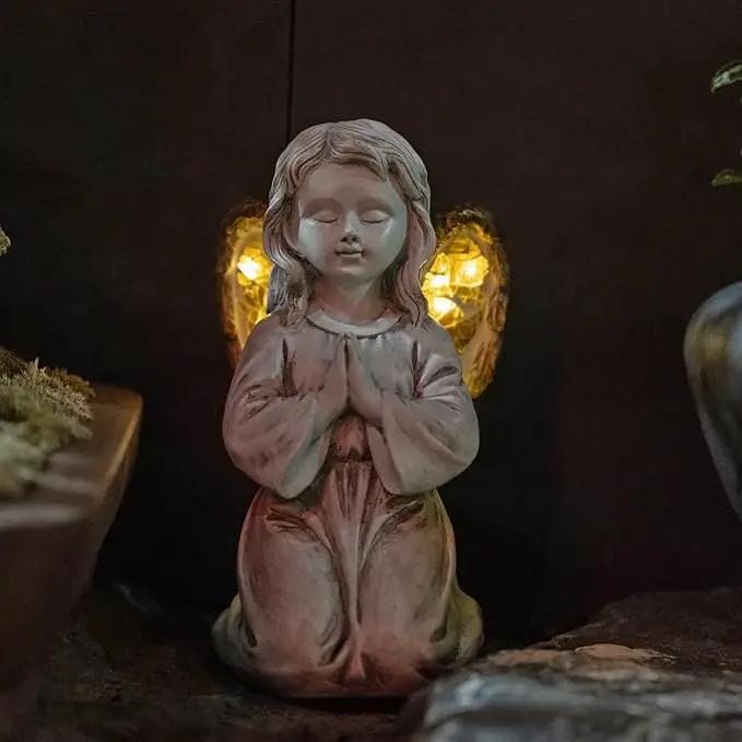 Outdoor Decor - Angel Statue, Solar Powered, Praying Angel for Patio, Lawn, Porch by GreenHaven Gardens