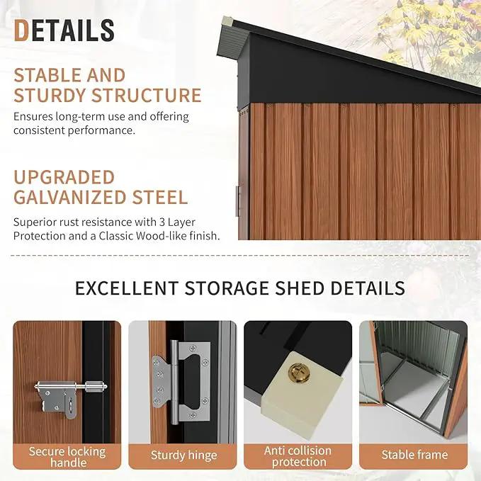 5x3 Ft Storage Shed, Outdoor Metal Shed with Floor Base& Lock, Small Lean to Shed, Compact Vertical Outside Bike Tiny House for Garden, Backyard, Patio, Tool by GreenHaven Gardens