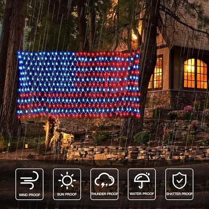 American Flag Light, 420 Super Bright LEDs Net Light Waterproof US for Independence Day July 4th, Yard, Garden Patio Yard Holiday Decoration by GreenHaven Gardens