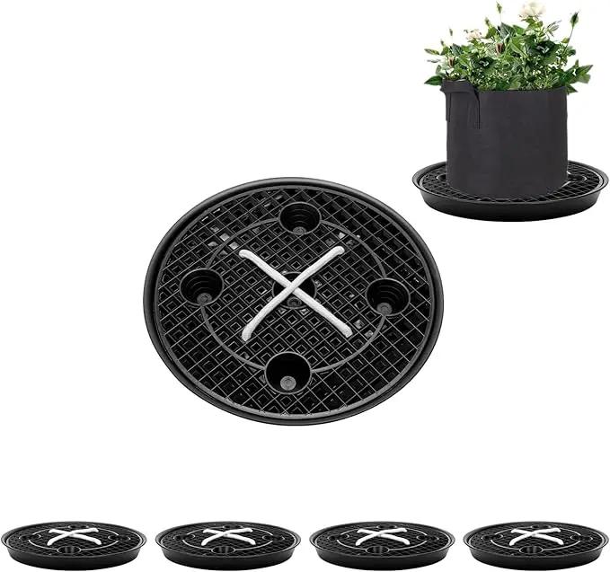 4-Pack Self-Watering Fabric Pot Base, Auto-Irrigation Water Delivery System for Plant Growth Bags, Automatic Watering Plant Saucer for Fabric Planters by GreenHaven Gardens