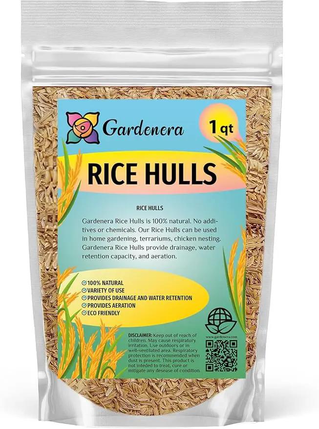 Natural Rice Hulls - Eco-Friendly Mulch and Soil Amendment for House Plants and Chicken Bedding - 1 Quart by GreenHaven Gardens