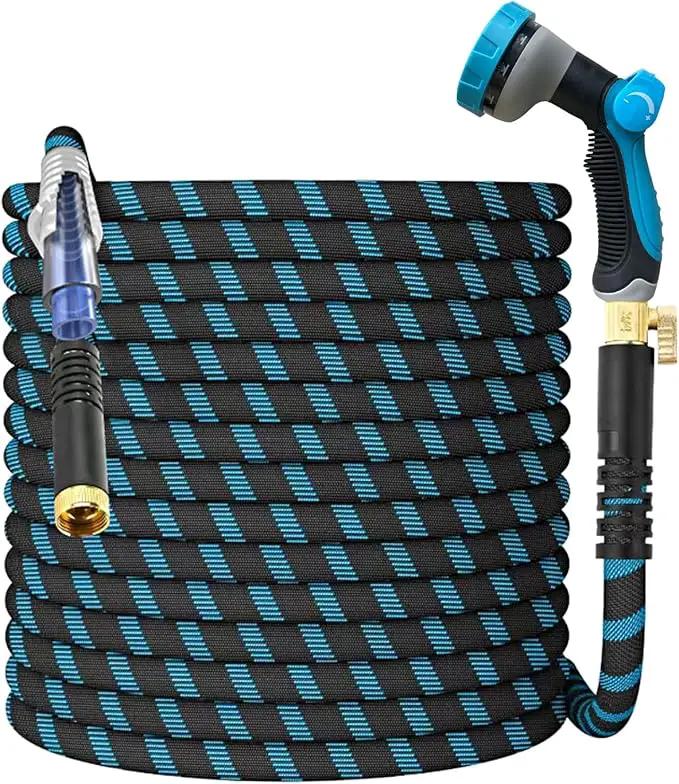 150Ft Non-Expandable Garden Hose, Flexible Water Hose with 10-Pattern Spray Nozzle, Lightweight Hose Pipe, Kink-Free, Leak-Proof, 3/4" Solid Metal Fittings by GreenHaven Gardens