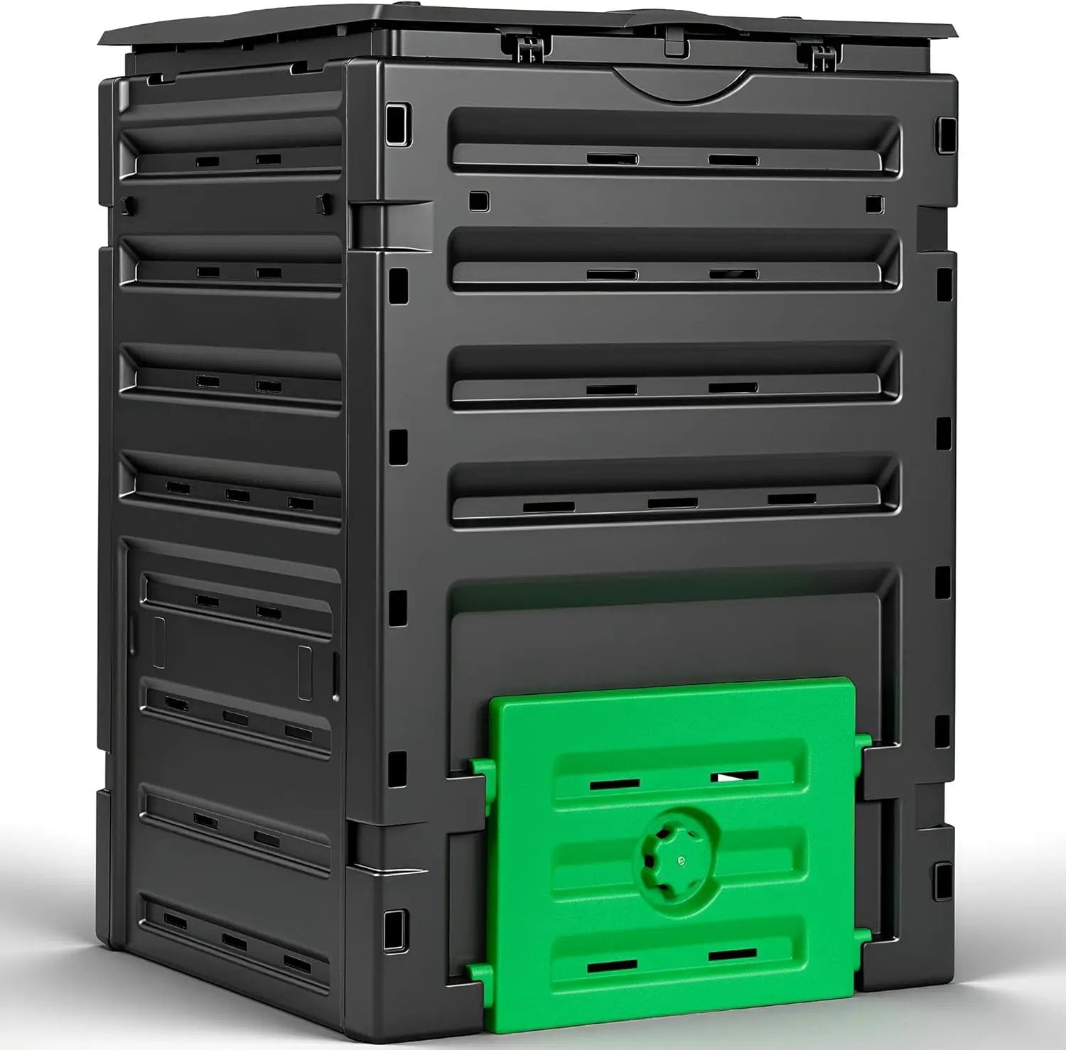 F2C Compost Bin Outdoor Composter BPA Free Material -120 Gallon (450L) Large Compost Bin Aerating Outdoor Compost Box Easy Assembling, Lightweight, Fast Creation of Fertile Soil, Black by GreenHaven Gardens