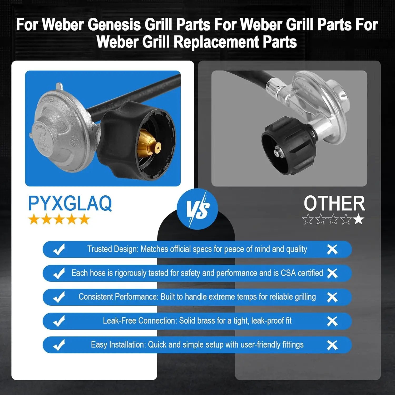 Upgraded for Weber Hose and Regulator kit, for Genesis 300 & Summit 400/600 Series for Weber Grill Regulator and Hose, for Genesis and Summit Series Gas Grills Including Silver Gold Platinum. by GreenHaven Gardens