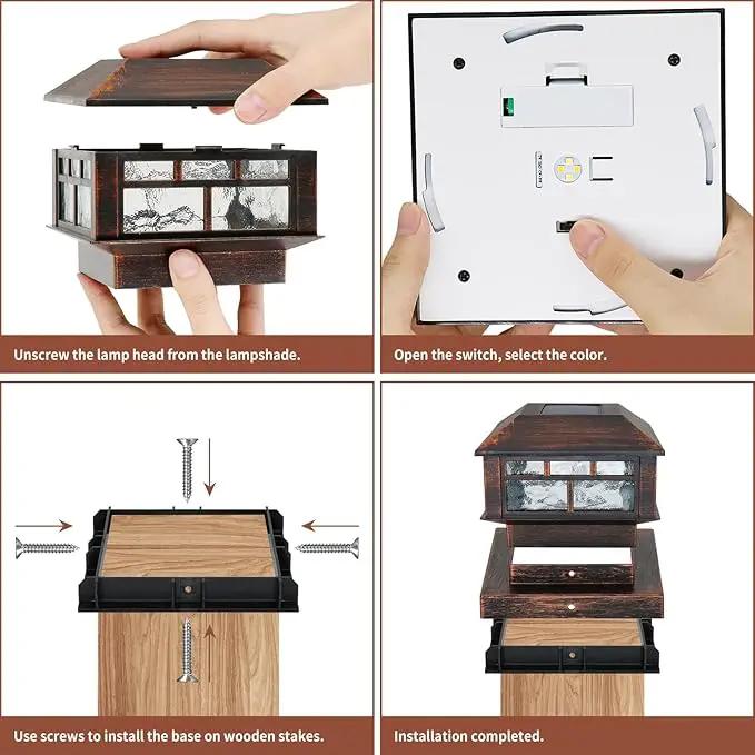 Solar Post Cap Lights Bronze Fence Deck Post Light Solar Powered Fit 3.5x3.5 4x4 5x5 Wooden Posts 8 Packs by GreenHaven Gardens