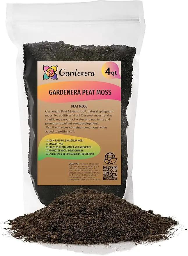 Premium Natural Sphagnum Peat Moss - Gardening Soil Amendment and Carnivorous Plant Soil Media by Gardenera (4 Quart Bag) by GreenHaven Gardens