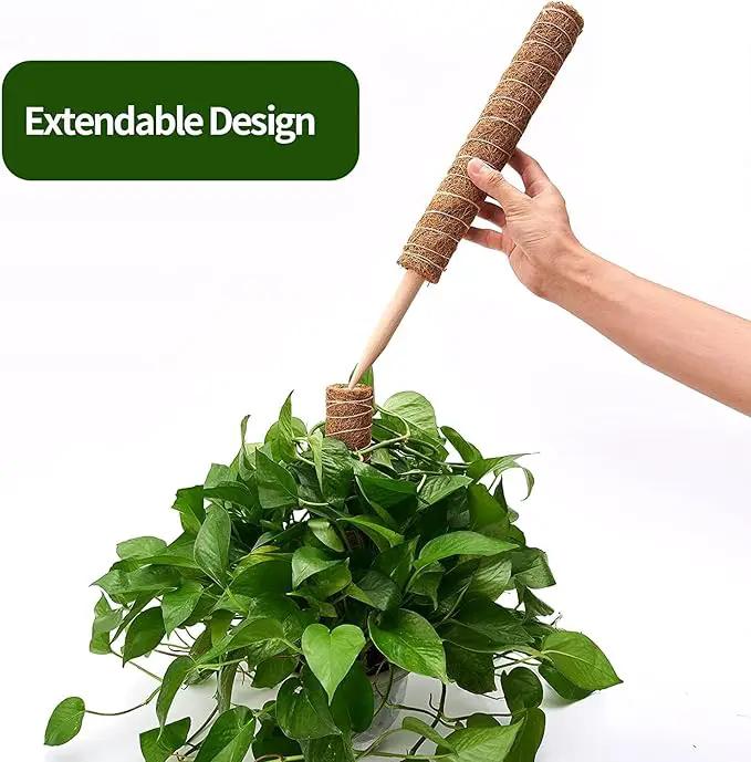 8 Pcs Moss Pole for Plants Monstera, Plant Support Stakes for Indoor Climbing Plants Grow Upwards, with 65ft Twist Ties, 13ft Jute Rope, 6.5ft Hook-and-Loop Strip by GreenHaven Gardens