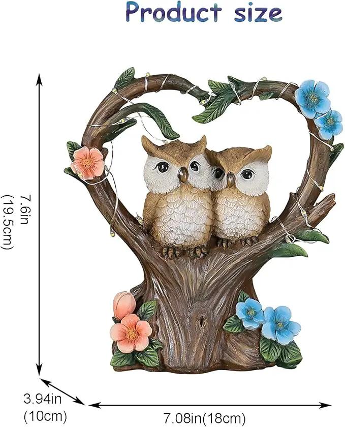 Solar Garden Owl Statue, Owl Figurines with Solar LED Lights for Garden Patio Lawn Ornaments, Indoor Outdoor Decor Waterproof Garden Gift for Owl Lovers 7'' by GreenHaven Gardens