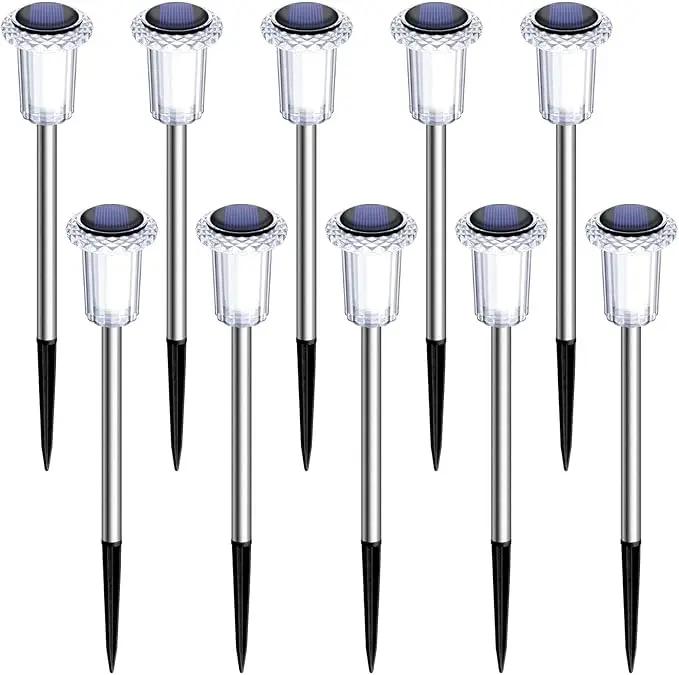 DenicMic Solar Lights Outdoor Pathway Lights 6000K LED Waterproof Acrylic Lamp Head Stainless Steel Stake for Yard Garden Landscape Path Walkway Driveway Patio Lawn (Cold White 10Pack) by GreenHaven Gardens