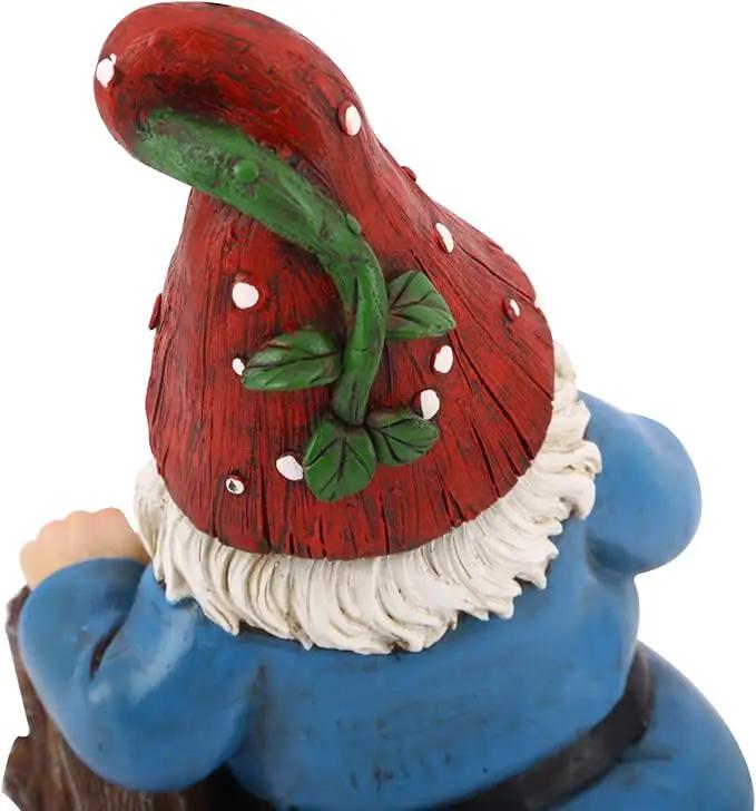 Topadorn Garden Gnome Statue LED Light Solar Energy Gnome Figurine with Ladybug on Hand Mushroom for House, Lawn Decor 11 Inch by GreenHaven Gardens