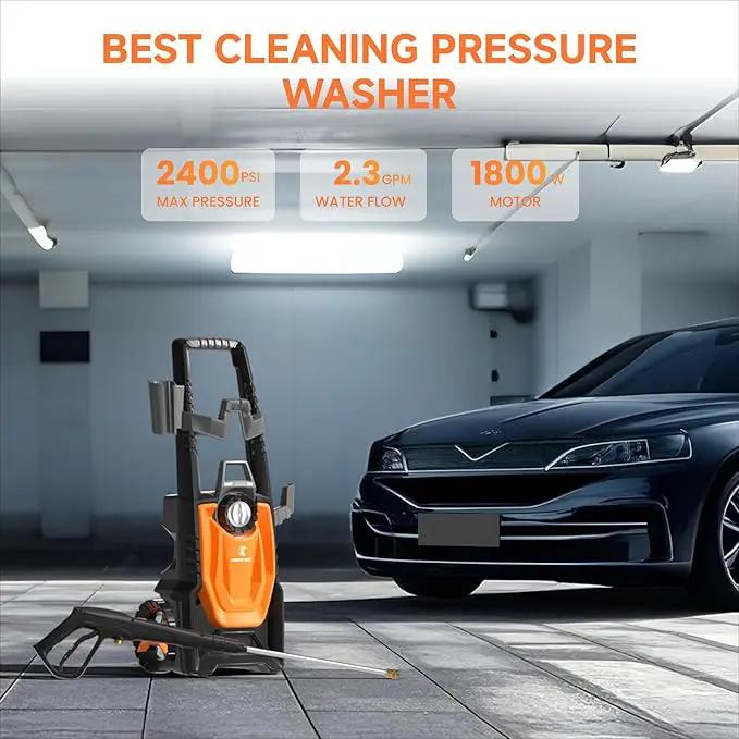 Giraffe Tools Electric Pressure Washer, 2400 PSI 2.3 GPM with 4 Quick-Connect Nozzles, 20FT Hose & Foam Cannon, Powerful Washer for Cars/Road/Driveways/Fences by GreenHaven Gardens