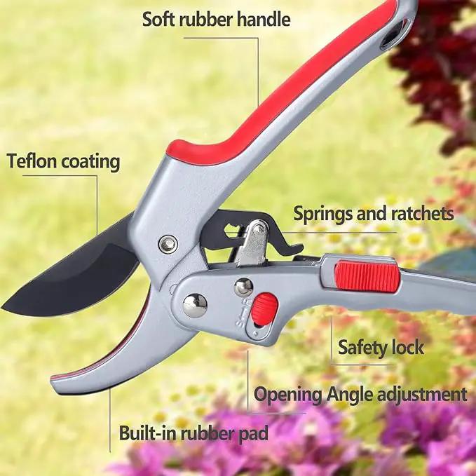 Upgraded Garden Clippers, Adjustable Germany Pruners, Work 3 Times Easier, Professional Pruning Shears, Cutting Rose, Flower, Hedge, Stem, Sharp Gardening Scissors, Arthritis Weak Hand Snips by GreenHaven Gardens