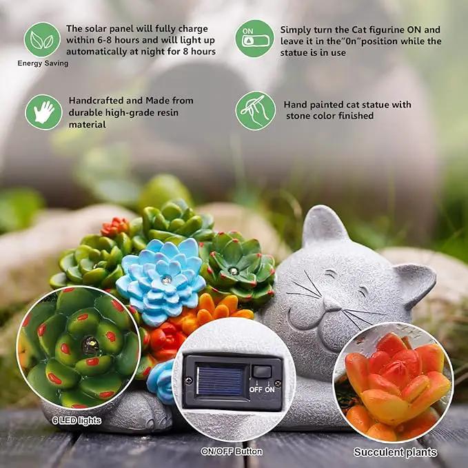 Garden Outdoor Decor Statues: Figurine with Solar Light Decorations Ornaments Patio Art Balcony - Birthday Gifts for mom Grandma Women by GreenHaven Gardens