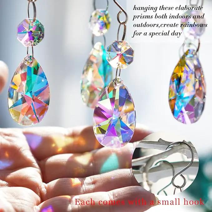20 Pieces 38mm Crystal Prisms Chandelier Rounded Pear Ornament Pendants Crystal Beads Hanging Glass Crystal Chandelier Prisms for Wedding Party Tree Garlands Decoration DIY Jewelry by GreenHaven Gardens
