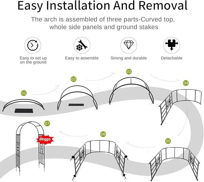 Arbors, Curved Metal Endurable Iron Trellis Plants Stand Use for Outdoor Garden Arbor Climbing Plants Wedding Arches Ceremony by GreenHaven Gardens