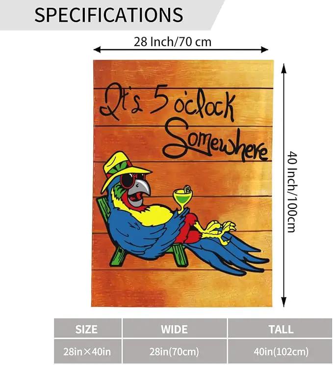 It's 5 O'Clock Somewhere Garden Flag 28x40 Inch Outdoor Decoration Banner Spring Summer Tropical Beach House Flags Yard Farmhouse Garden Deco Indoor Sign, Colour 1 by GreenHaven Gardens