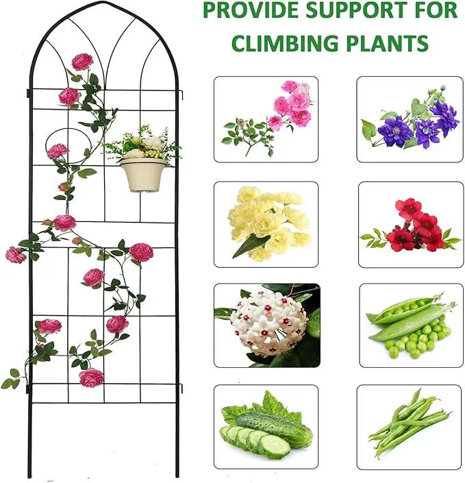Metal Garden Trellis Rustproof Trellis for Climbing Plants Outdoor Flower Support (Black-4 Pack, 78.7"x19.7") by GreenHaven Gardens