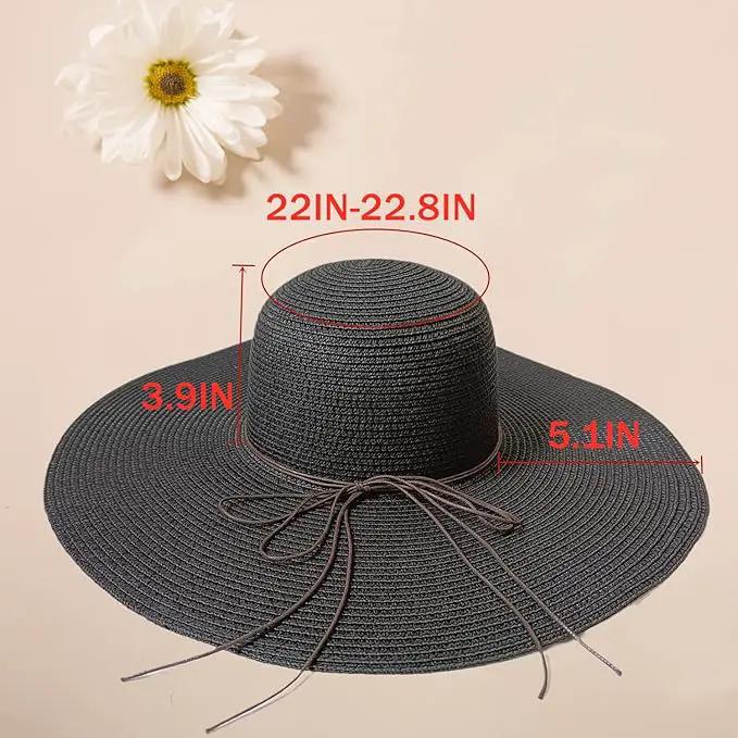Floppy Big Beach Straw Hats for Women Foldable Summer Wide Brim Packable Sun Hat Womens Travel Straw Fedora Hat by GreenHaven Gardens