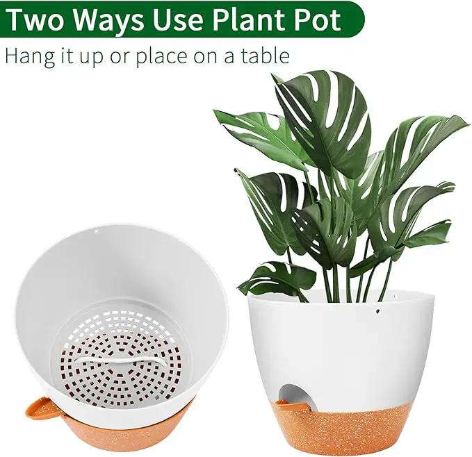 GARDIFE Hanging Planter, 10 inch Hanging planters for Indoor. Outdoor Plants, Self Watering Plant Pot, 2 Pack Large self Watering Hanging Planter, White by GreenHaven Gardens