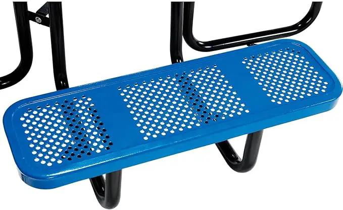 Global Industrial 46" Square Picnic Table, Perforated Metal, Blue Thermoplastic Coating, Attached Benches, 1-1/2” Umbrella Pole Hole, Outdoor-Rated, 1200 lb Capacity by GreenHaven Gardens