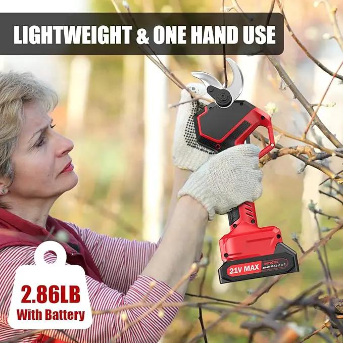 (Upgraded Version) Electric Pruning Shears, 2 Inch (50mm) Cutting Diameter Brushless Motor Cordless Pruning Shears with LED Display, Battery Pruners with Replacement SK7 Blades, 2Pcs Batteries by GreenHaven Gardens