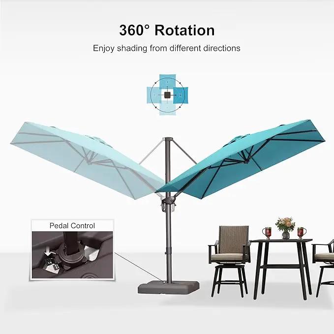 PURPLE LEAF 8 Feet Cantilever Patio Umbrella Square Umbrella with 360° Rotation and Aluminum Offset Hanging Outdoor Umbrella for Pool Garden Backyard Deck, Turquoise by GreenHaven Gardens