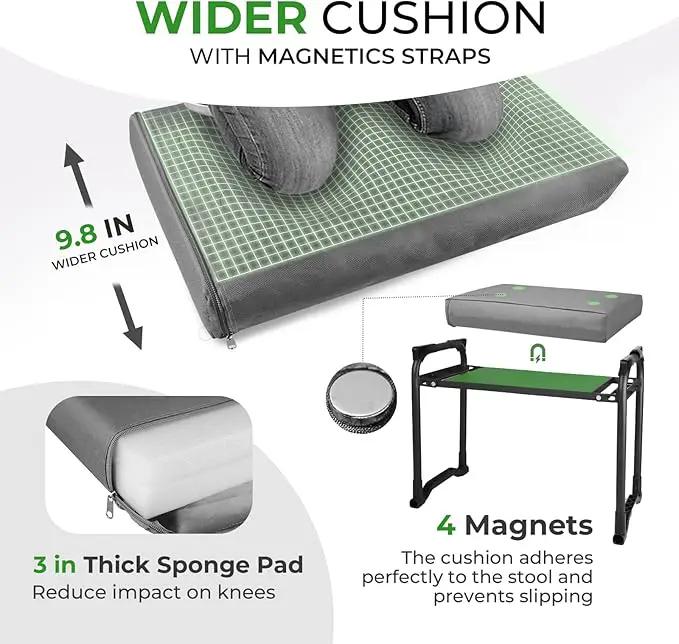 Garden Kneeler and Seat with Upgraded Wide & 3" Thick Kneeling Pad, Heavy Duty Garden Stool with 2 Large Tool Bags, Portable Bench for Planting, Weeding, Gardening Gifts for Women, Men, Seniors by GreenHaven Gardens