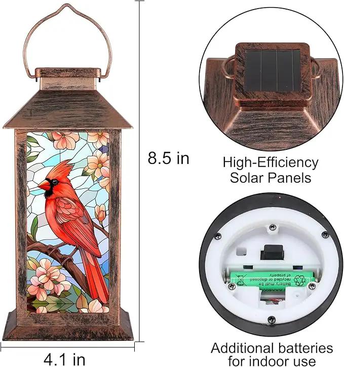 Solar Lantern Outdoor Waterproof Cardinal Garden Decor Birthday Gifts for Women Mom and Grandma Solar LED Plastic Decorative Hanging Light for Yard(Cardinal) by GreenHaven Gardens
