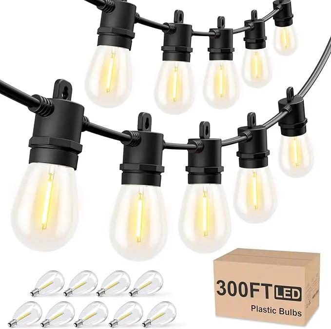 Svater Outdoor String Lights 300 FT, Patio Lights for Outside with Shatterproof Bulbs, Waterproof IP65 Commercial Hanging Light for Backyard Porch Balcony Bistro Party, 2700K by GreenHaven Gardens