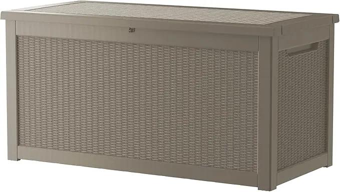 320 Gallon Outdoor Storage Box Patio Deck Box Waterproof, Resin Lockable Outside Large Storage Bin for Pool Cushion Furniture, Garden Tools UV-Resistant, Grey by GreenHaven Gardens
