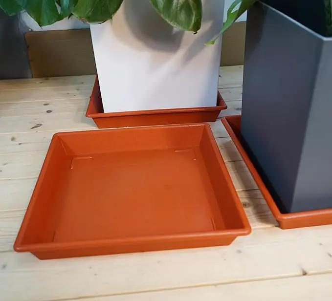 Square Plant Saucer 12 Inch 5 Pack, Plant Stand Plant Trays for Pots Heavy Duty Plastic Plant Saucers for Indoors Outdoors, Flower Pot No Holes Terracotta Plant Lover Gardening Gifts by GreenHaven Gardens