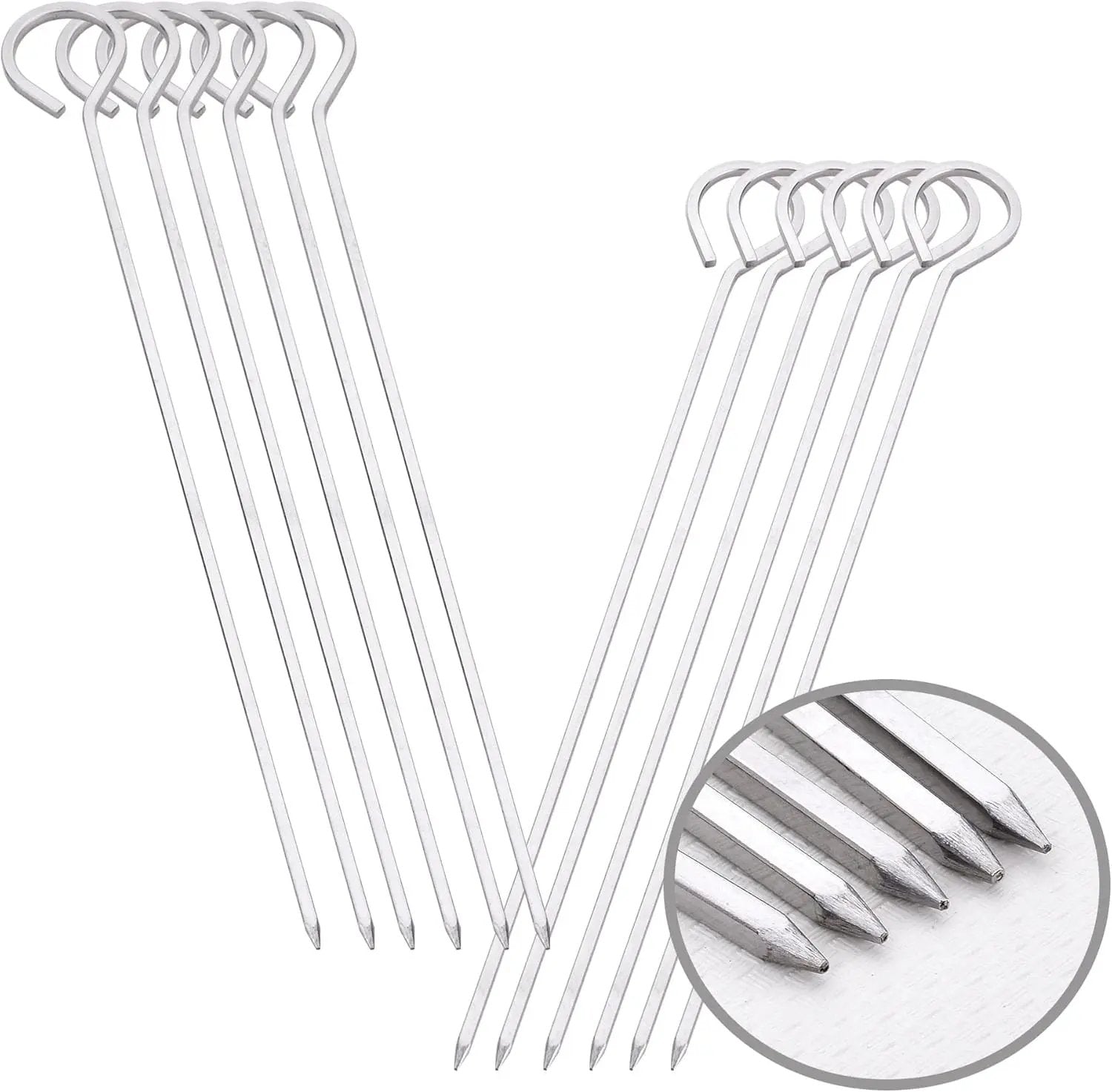 8 inch Barbecue Skewers Square Metal BBQ Sticks,HONSHEN 12Pack Stainless Steel Skewer,Kebob,kabob Sets for Grill Outings Cooking (BBQ Skewers Square 8inch-12p) by GreenHaven Gardens