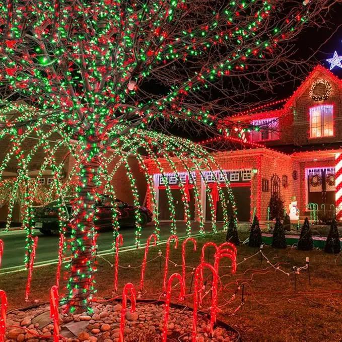 2 Pack 200 LED Solar Christmas Lights Outdoor Waterproof, Solar String Lights for Outside, Solar Outdoor String Light with 8 Lighting Modes for Xmas Tree Wedding Party Yard Decorations (Red and Green) by GreenHaven Gardens