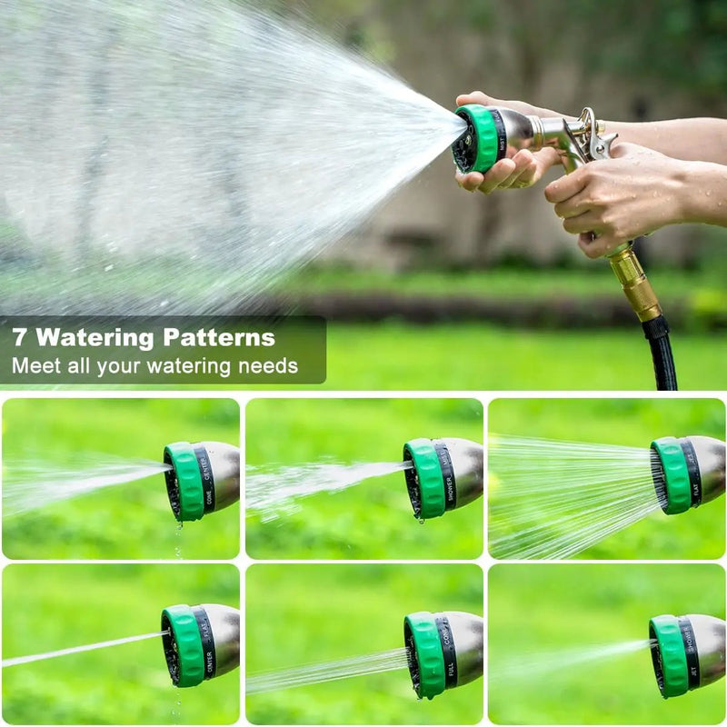 FANHAO Heavy Duty Garden Hose Nozzle, 100% Metal Water Hose Sprayer with 7 Spray Patterns, Ergonomic Rear Trigger, High Pressure Water Nozzle Sprayer for Watering Plants, Washing Car and Pet by GreenHaven Gardens