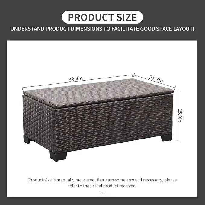 Rattaner Outdoor Storage Table Wicker Patio Coffee Table All-Weather Wicker Side Table with Waterproof Cover, Brown by GreenHaven Gardens