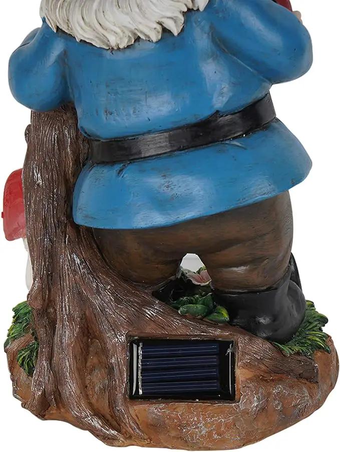 Topadorn Garden Gnome Statue LED Light Solar Energy Gnome Figurine with Ladybug on Hand Mushroom for House, Lawn Decor 11 Inch by GreenHaven Gardens