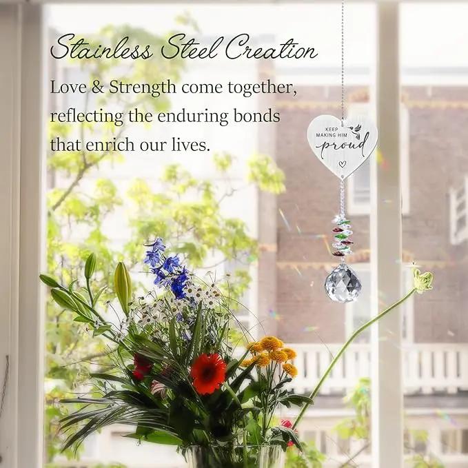 Keep Making Him Proud,Crystal Suncatcher Bereavement Keepsake,Memorial Gift for Loss of Dad,Grandpa,Uncle,Hanging Crystals Ornament for Window Rainbow Maker Prisms Home Decor Gift by GreenHaven Gardens